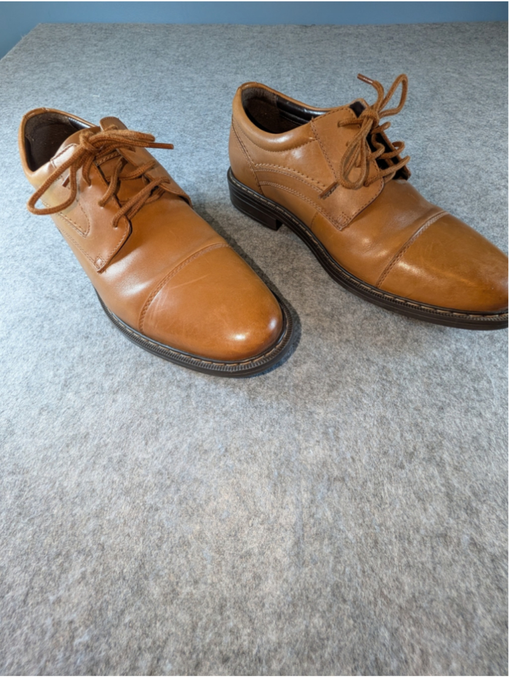 Rockport Tanner Men's Cap Toe Oxford Dress Shoes CI1076 Cognac Leather Size 9 M - Picture 2 of 14